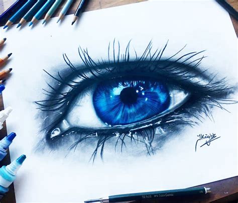 Dark blue Eye drawing by Jonathan Knight Art | No. 2917