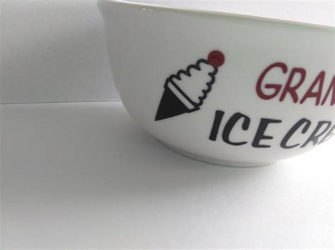 Personalized Ice Cream Bowls Ceramic and Vinyl Bowl Ice - Etsy