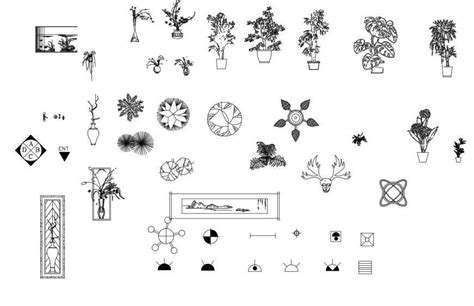 Dynamic tree and plants elevation blocks with pots cad drawing details dwg file - Cadbull