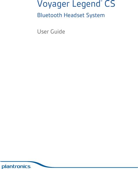 Plantronics Voyager Legend Cs Owners Manual