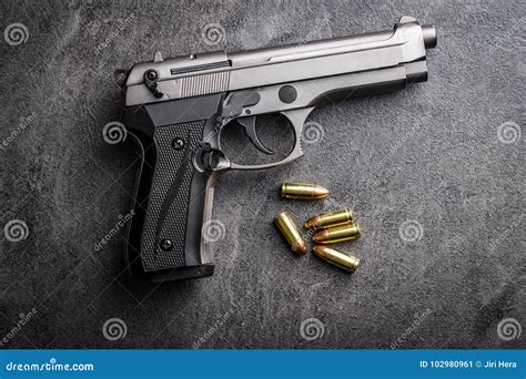 9mm Pistol Bullets and Handgun. Stock Image - Image of hunting, bullet ...