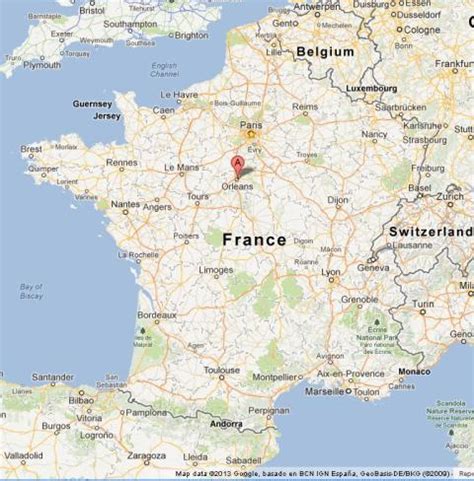 Orleans on Map of France