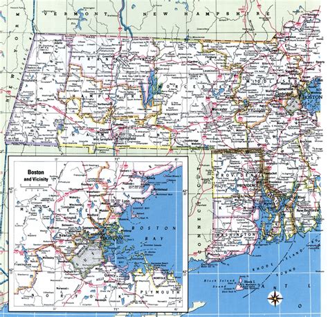 Massachusetts counties map.Free printable map of Massachusetts counties ...