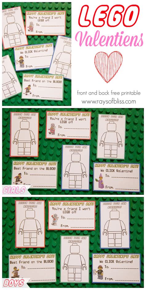 Lego Valentine's Day Cards Free Printable - Rays of Bliss