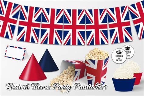 British Union Jack Party Decorations Set Graphic by Digital Magpie Design Studio · Creative Fabrica