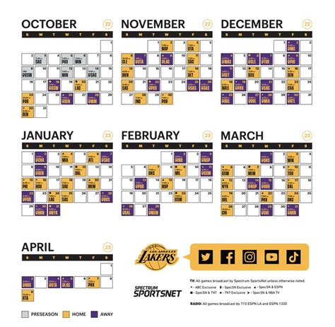 Lakers Schedule Calendar - Printable Calendar 2023