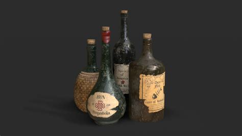 ArtStation - Old Rum Bottles | Game Assets