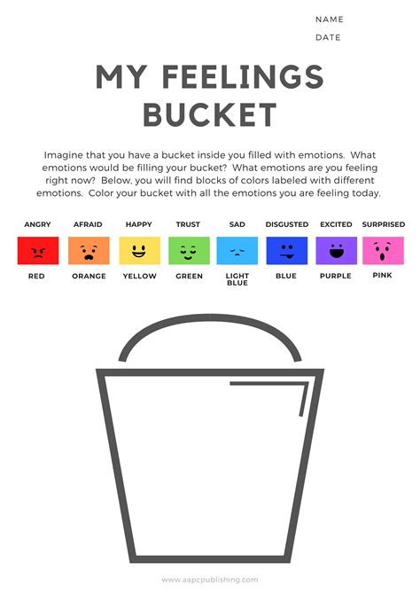 My Feelings Bucket Worksheet- Visual Expression of Emotions - AAPC ...