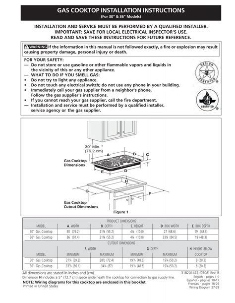 gas cooktop installation instructions - Appliances