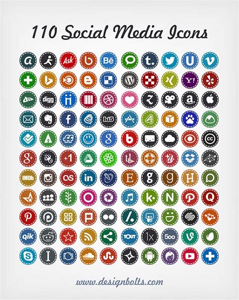 110 Free Hand Stitch Social Media Icons 2014 | Vector Ai + PNGs – Designbolts