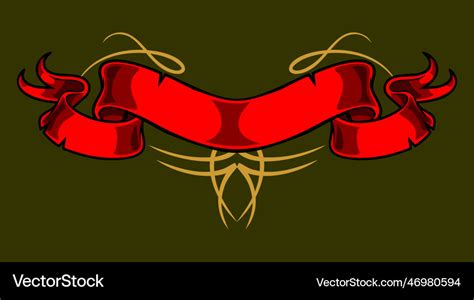 Red ribbon patch and ornament Royalty Free Vector Image