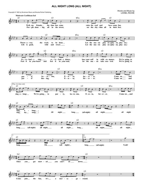 Lionel Richie - All Night Long (All Night) sheet music