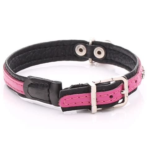 Crystalised Pink Leather Cat Collar with shining crystals