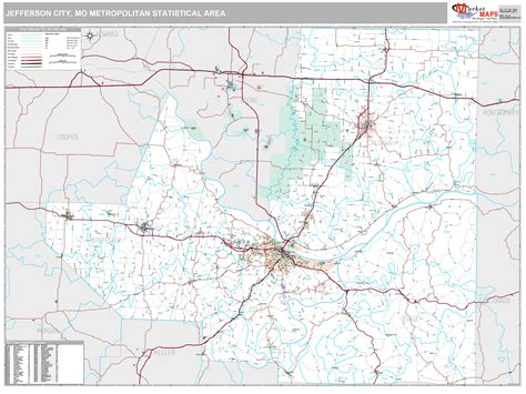 Jefferson City, MO Metro Area Wall Map Premium Style by MarketMAPS - MapSales.com