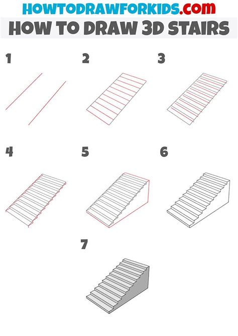 how to draw 3d stairs step by step | Easy drawings, 3d drawings ...