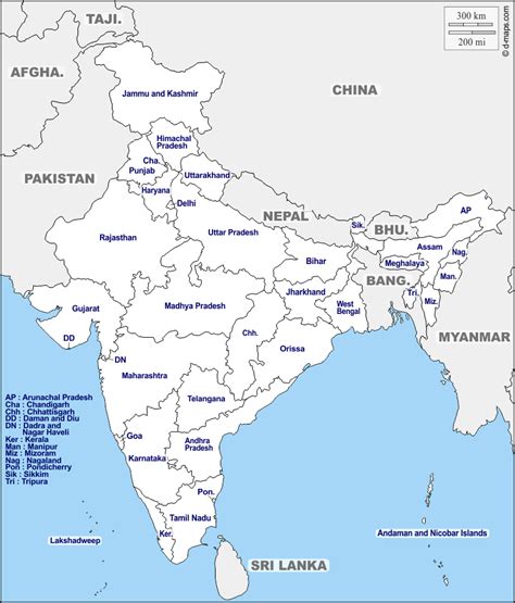 India Map With States Outline Pdf - United States Map