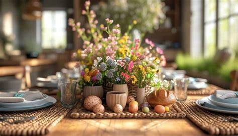 Premium Photo | A 3D Easter feast table setting