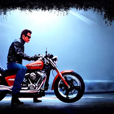 Terminator on motorcycle, illustration, random actio... | OpenArt