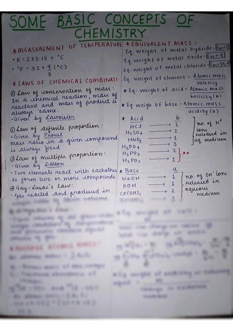 SOLUTION: Chemistry mole concept formula notes - Studypool