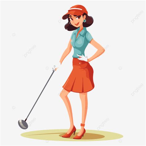 Free Ladies Golf Vector, Sticker Clipart Cartoon Female Golfer Is Playing, Sticker, Clipart PNG ...