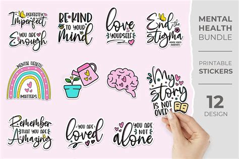 Mental Health Stickers Graphic by KMarinaDesign · Creative Fabrica