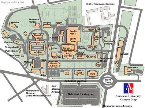 American University Campus Map – Map Of The Usa With State Names