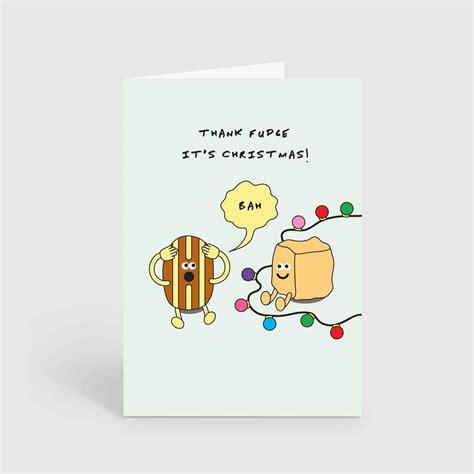 Dry Humour Bah Humbug Thank Fudge Funny Christmas Card By I AM A