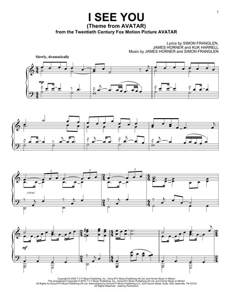 I See You (Theme From Avatar) | Sheet Music Direct