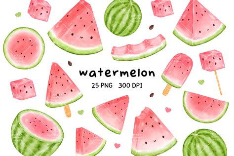 Watercolor Watermelon Clipart | Creative Market