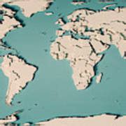World Map Countries 3D Render Topographic Map Neutral Digital Art by Frank Ramspott - Fine Art ...