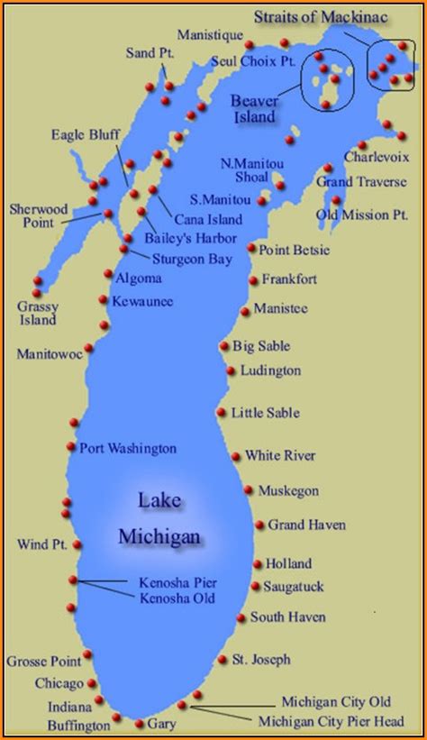 Map Of Lake Michigan Shoreline - map : Resume Examples #MW9pOo72AJ