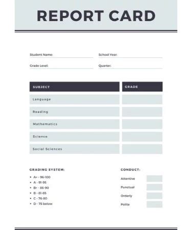 💳 Homeschool Report Card Template PDF - Free Download (PRINTABLE)