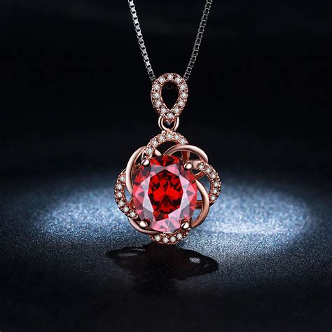 Red Crystal Vintage Necklace Rose Jewelry Pendents Necklaces For Women ...