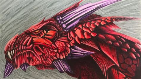 Drawing a red dragon with prismacolor colored pencils | Fantasy dragon drawing | EvanArtsy - YouTube