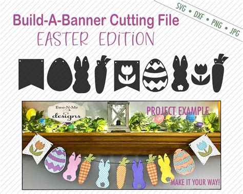 Easter Banner SVG Easter Shapes SVG Bunny, Egg, Carrot, Tulip ...