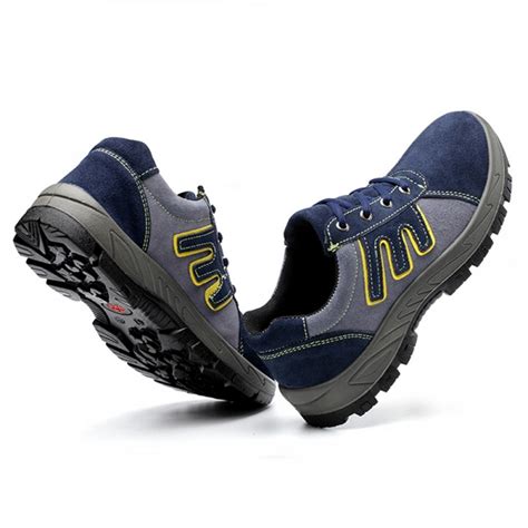 Breathable Light Weight Suede Non Slip Insulated Puncture Proof Steel Toe Work Safety Shoes ...