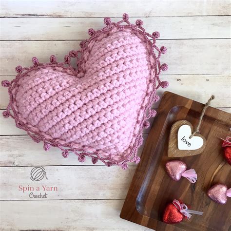 Heart Pillow Free Crochet Pattern • Spin a Yarn Crochet