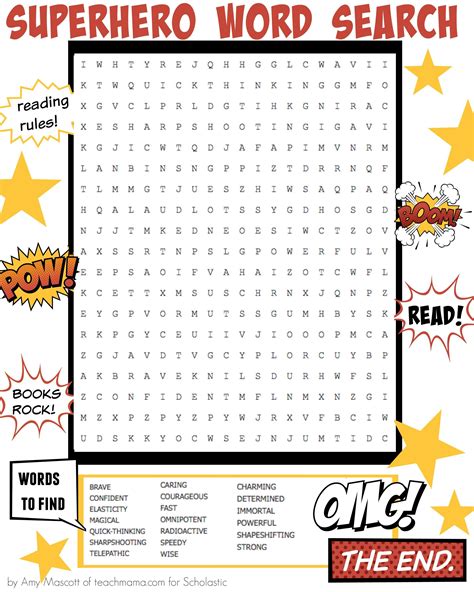 Superhero Word Search Printable