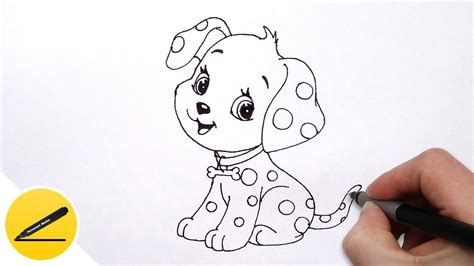 How to Draw a Dog (Puppy) for Kids - Cute Drawing of Animals