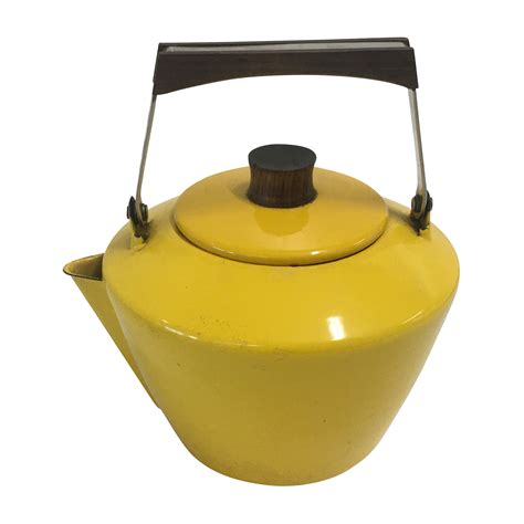 Yellow Enamel Mid Century Dutch Tea Kettle - Lost and Found