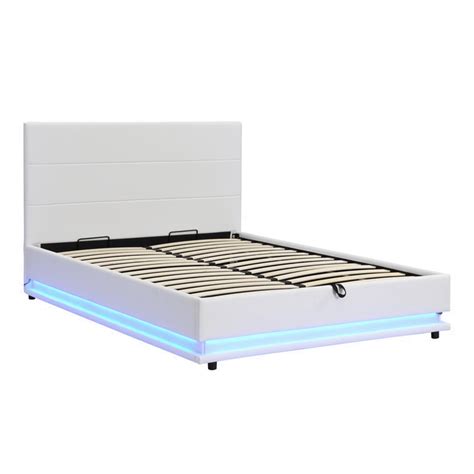 Buxton Faux Leather End Opening Ottoman Storage Bed Frame with Muti-colour LED Light Strip 2 ...