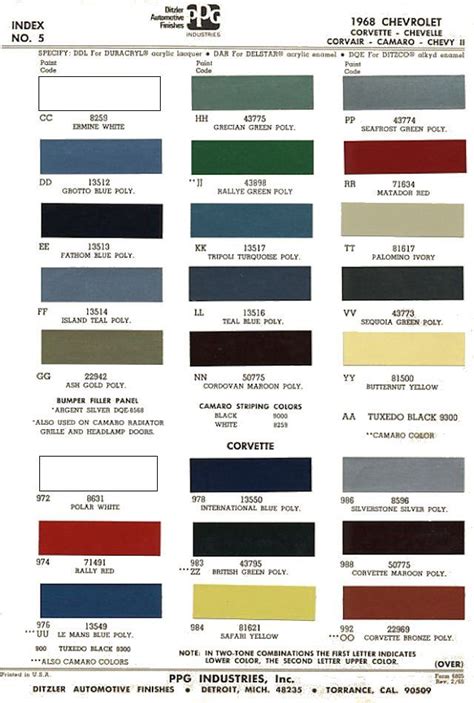 Color Chart 2020 Chevy Silverado Colors