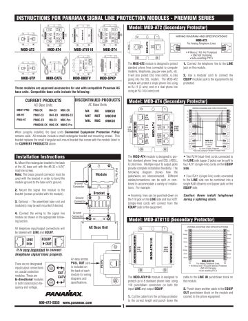 Panamax MOD-SPKP Surge Protector Owner's Manual | Manualzz