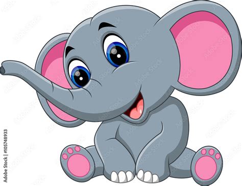 Cute elephant cartoon of illustration Stock Vector | Adobe Stock