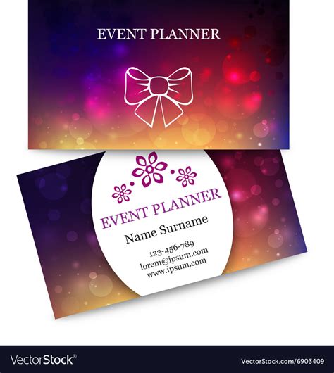 Template colorful business cards for event planner