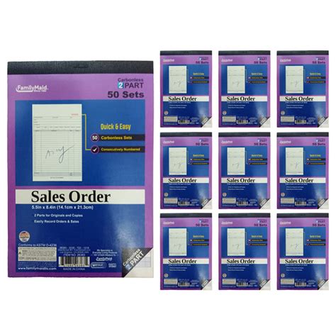 10PC Carbonless Sales Receipt Record Book 2 Part 50 Sets Duplicate Rec ...