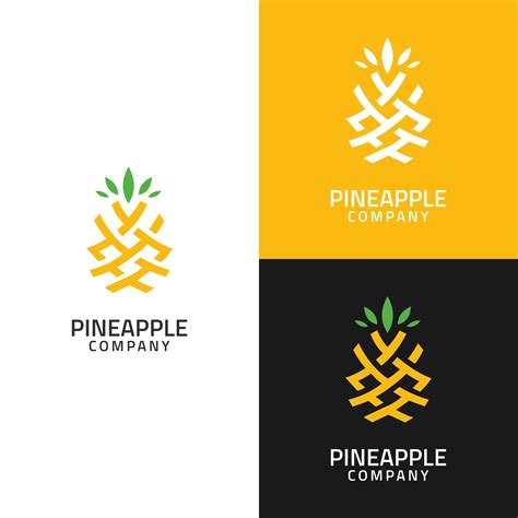 the pineapple company logo is shown in three different colors and styles, including yellow, green