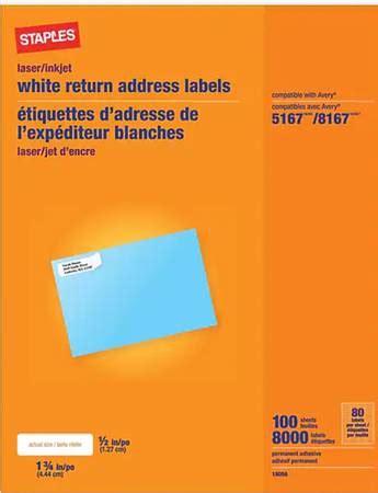 Staples Laser Inkjet Return Address Labels White 8000 - 100 Sheets $17 | General Items | Wausau ...