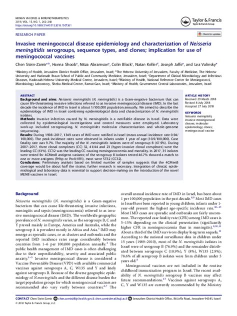 (PDF) Invasive meningococcal disease epidemiology and characterization ...