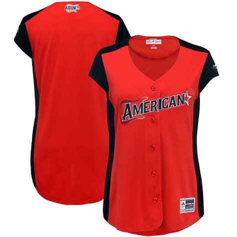 American League Majestic Women's 2019 MLB All-Star Game Workout Team Jersey - Red/Navy